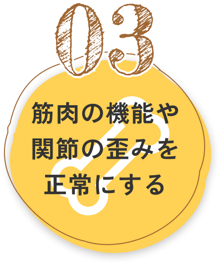 筋肉の機能や関節の歪みを正常にする